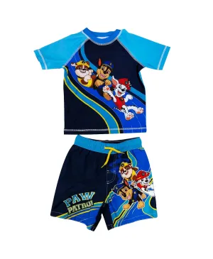 Paw Patrol Toddler Swimsuit Boys Rash Guard and Swim Trunks Set Two Piece