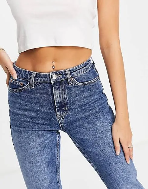 Petite Straight Leg Jeans Mid Blue