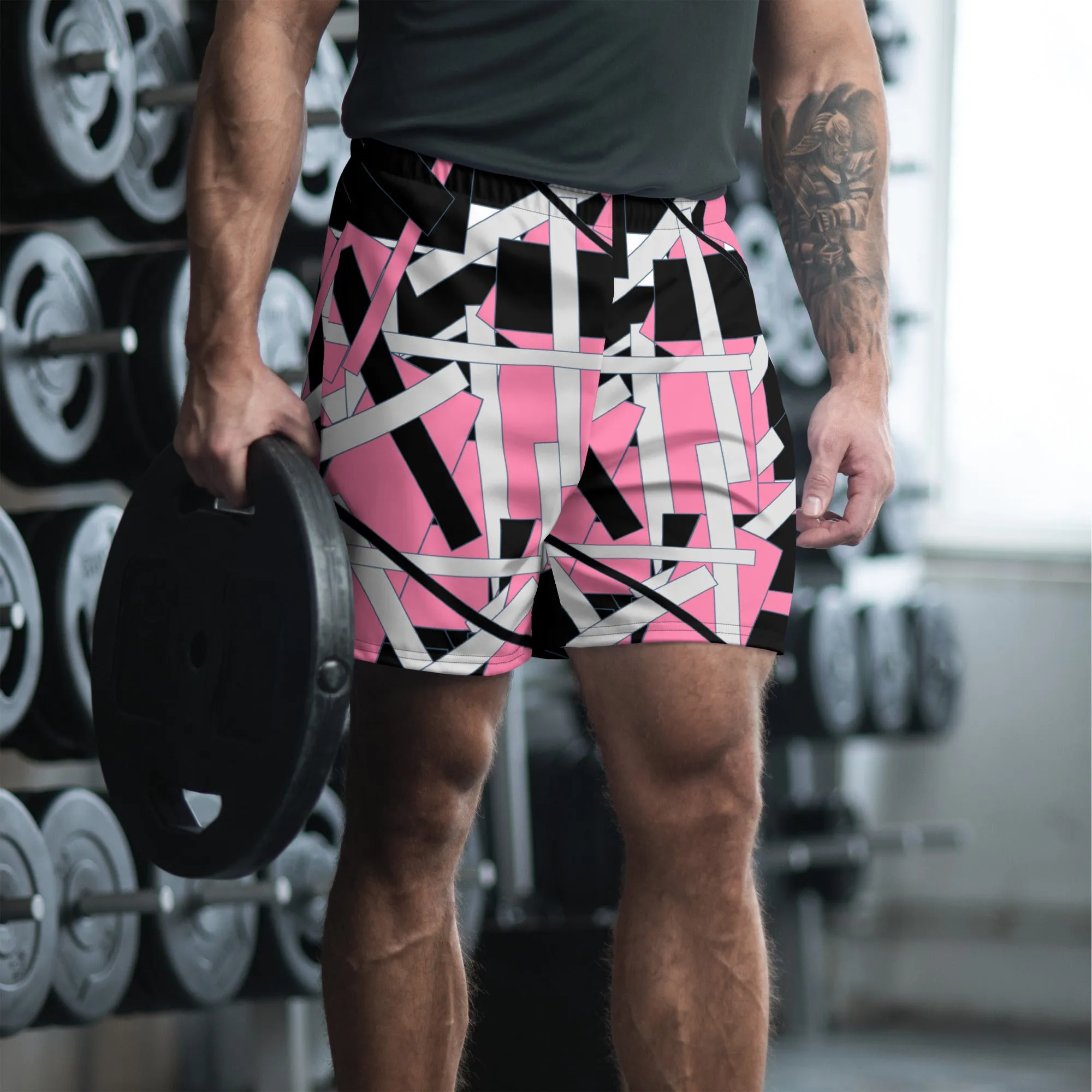 Pink Geometric Men's Athletic Shorts