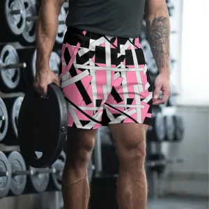 Pink Geometric Men's Athletic Shorts