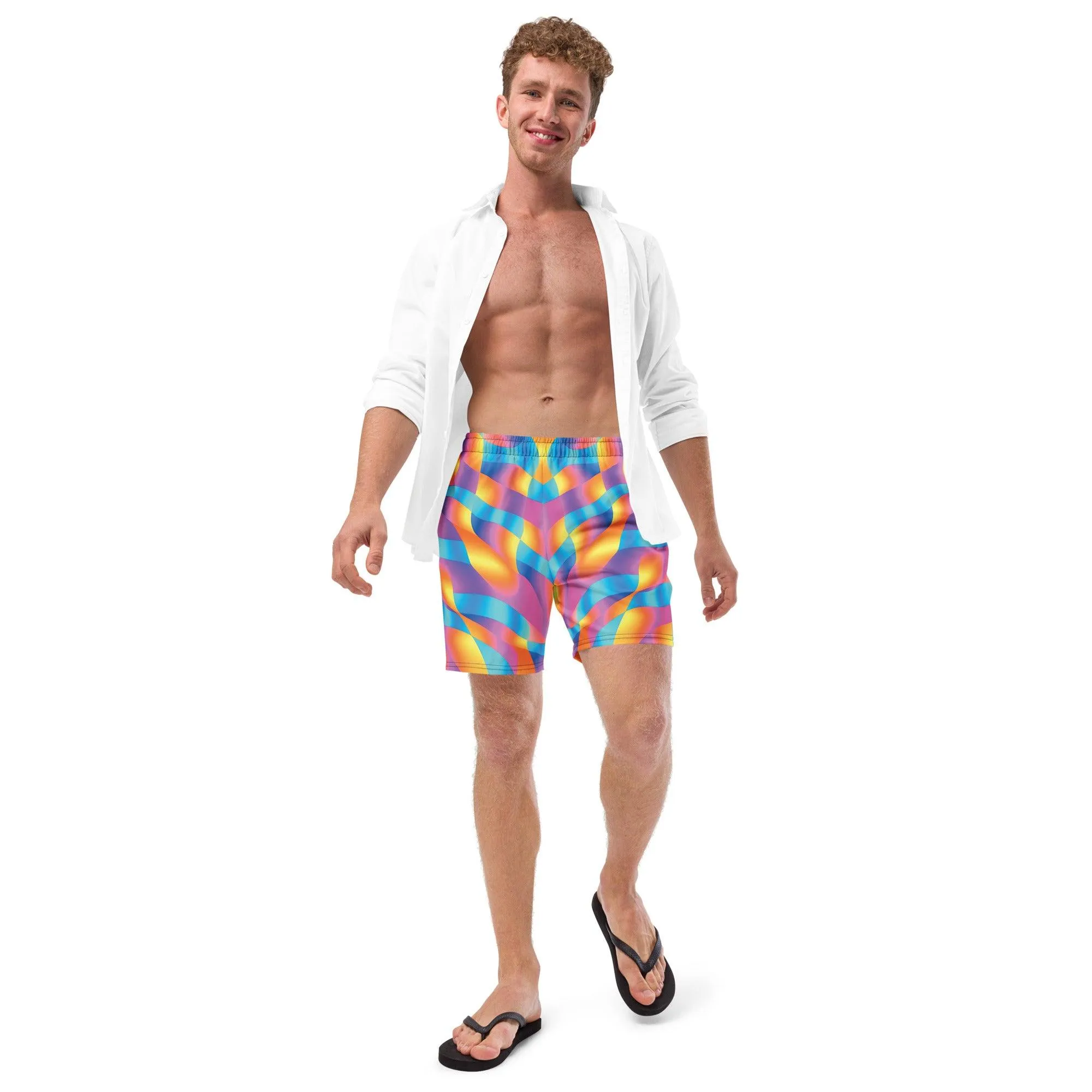 Playful Abstract Swim Shorts for Raves & Festivals
