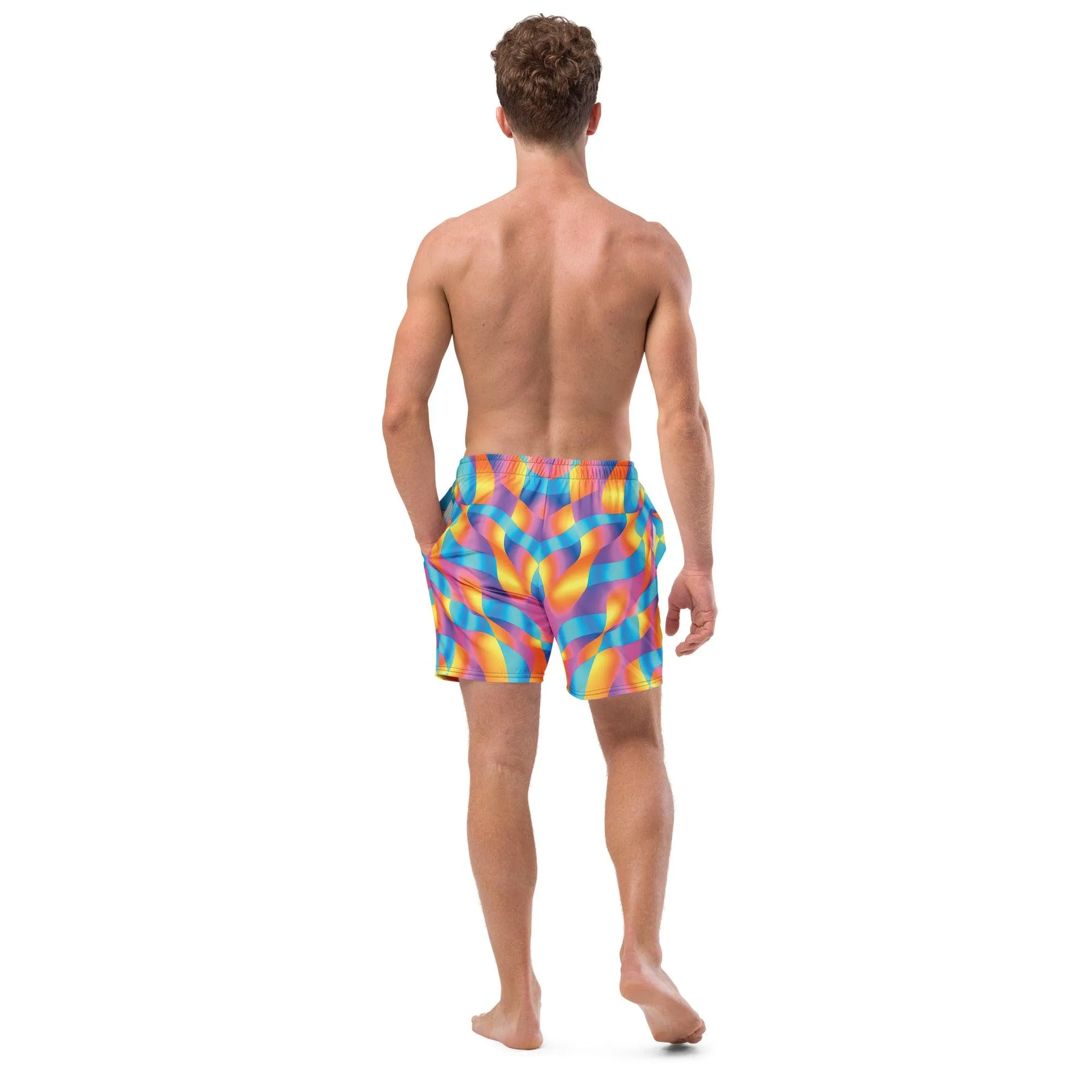 Playful Abstract Swim Shorts for Raves & Festivals
