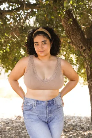 Plus Lace Trim Padded Bralette - 6 colors