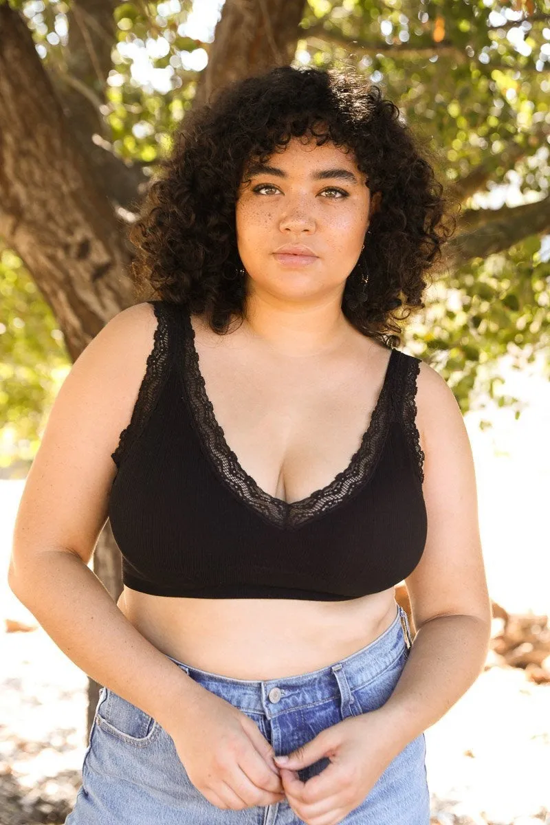 Plus Lace Trim Padded Bralette - 6 colors