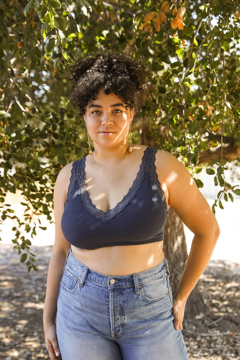 Plus Lace Trim Padded Bralette - 6 colors