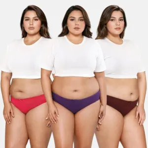 Plus Size BrZee Bikinis | Ultra-Light Fabric | Adaptive Stretch | No Visible Panty Lines | Pack Of 3