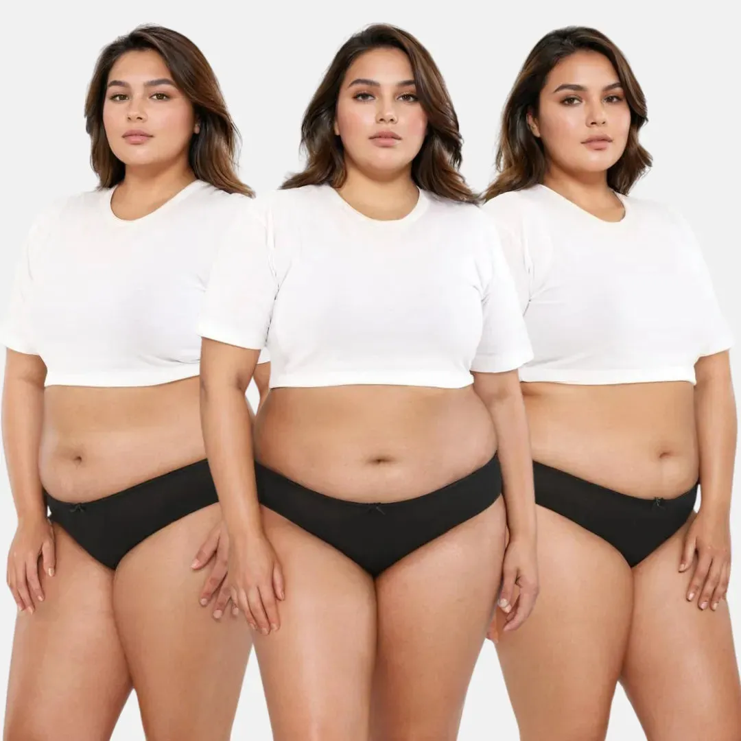 Plus Size BrZee Bikinis | Ultra-Light Fabric | Adaptive Stretch | No Visible Panty Lines | Pack Of 3