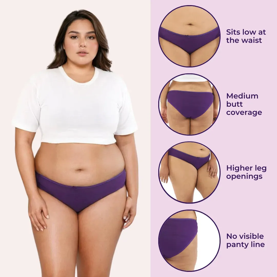 Plus Size BrZee Bikinis | Ultra-Light Fabric | Adaptive Stretch | No Visible Panty Lines | Pack Of 3