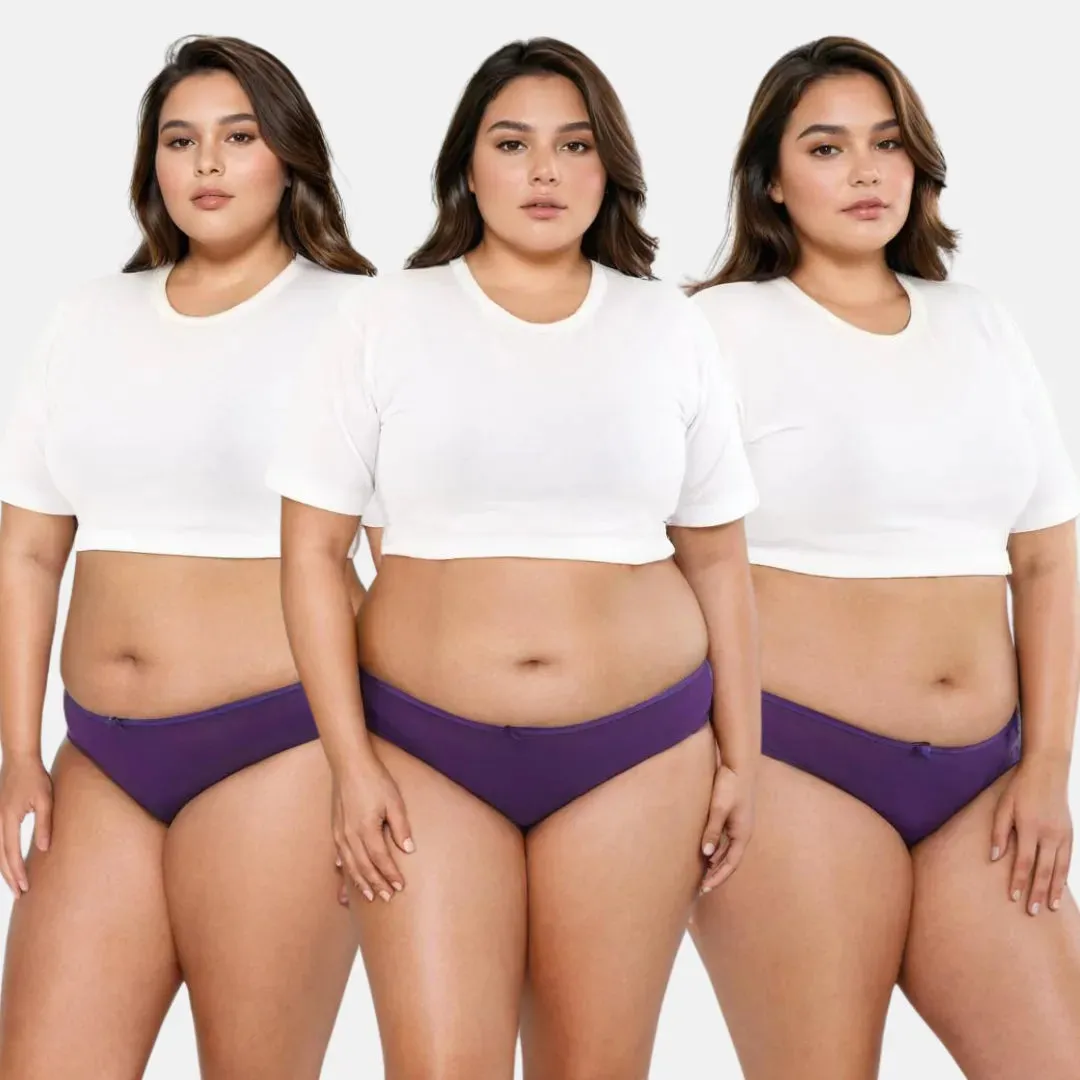 Plus Size BrZee Bikinis | Ultra-Light Fabric | Adaptive Stretch | No Visible Panty Lines | Pack Of 3