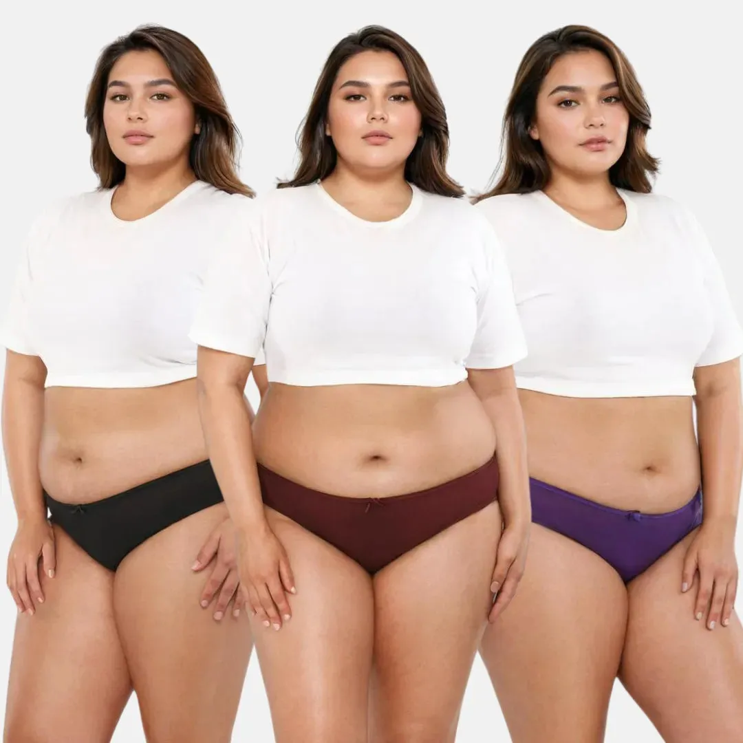 Plus Size BrZee Bikinis | Ultra-Light Fabric | Adaptive Stretch | No Visible Panty Lines | Pack Of 3