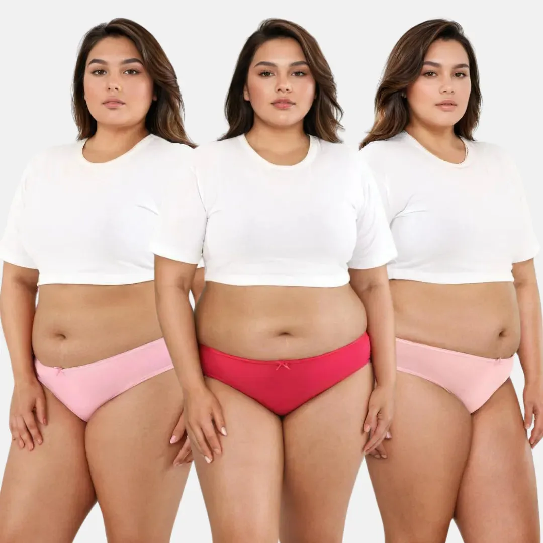 Plus Size BrZee Bikinis | Ultra-Light Fabric | Adaptive Stretch | No Visible Panty Lines | Pack Of 3
