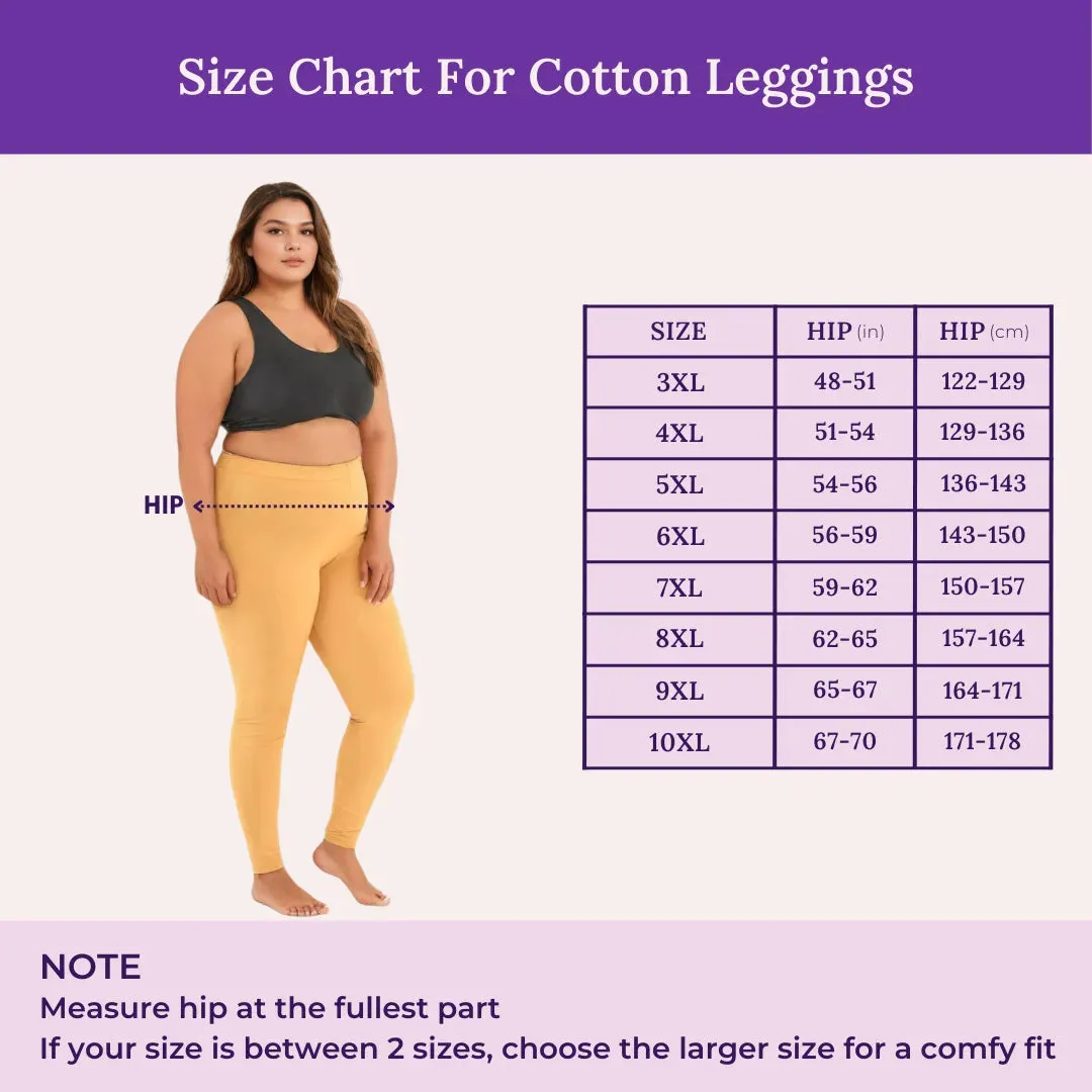 Plus Size Leggings For Women | High Waist | Ankle Length | Soft Cotton & Elastane Blend | Non-See-Through | Gusset Crotch Prevents Ripping