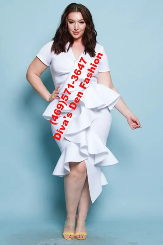 Plus Size Ruffle Midi Dress