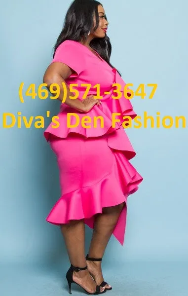 Plus Size Ruffle Midi Dress