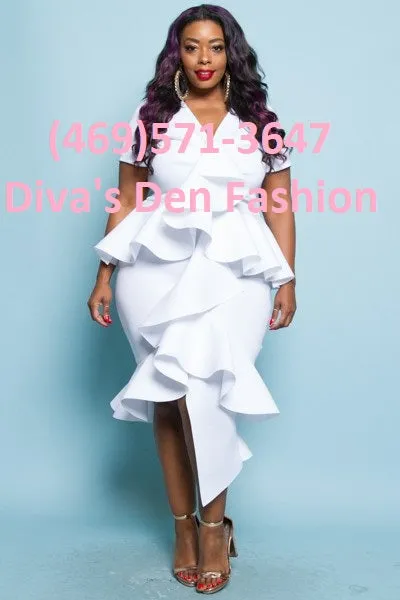 Plus Size Ruffle Midi Dress