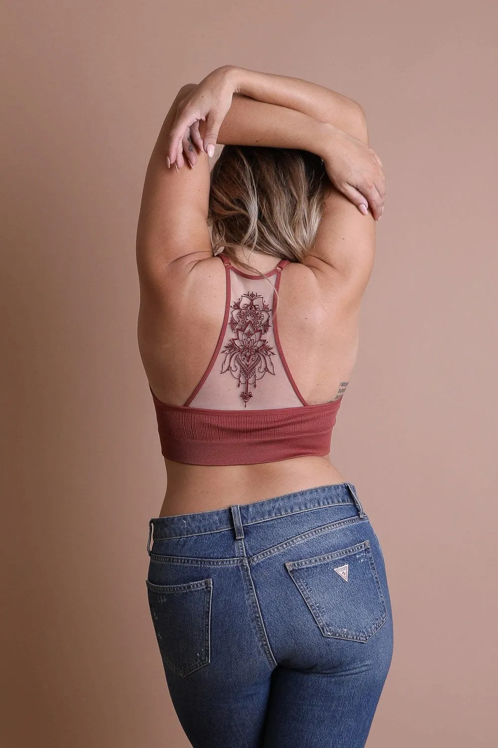 Plus Size Tattoo Back Bralette - 6 colors