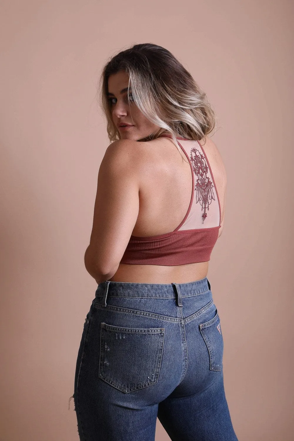 Plus Size Tattoo Back Bralette - 6 colors