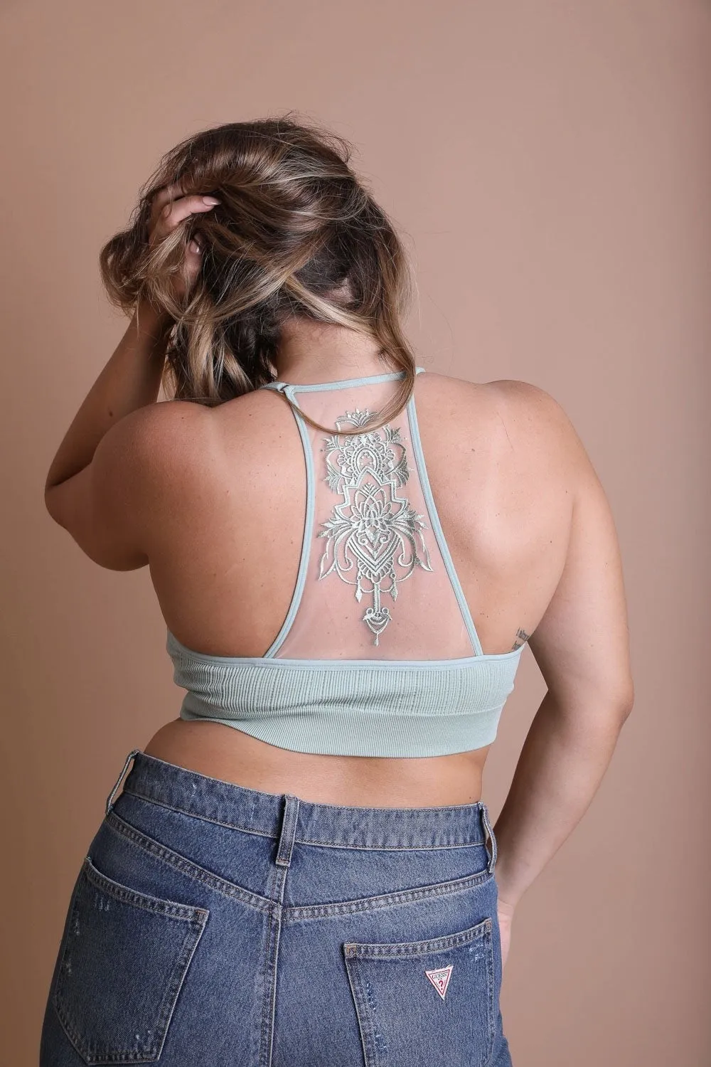 Plus Size Tattoo Back Bralette - 6 colors