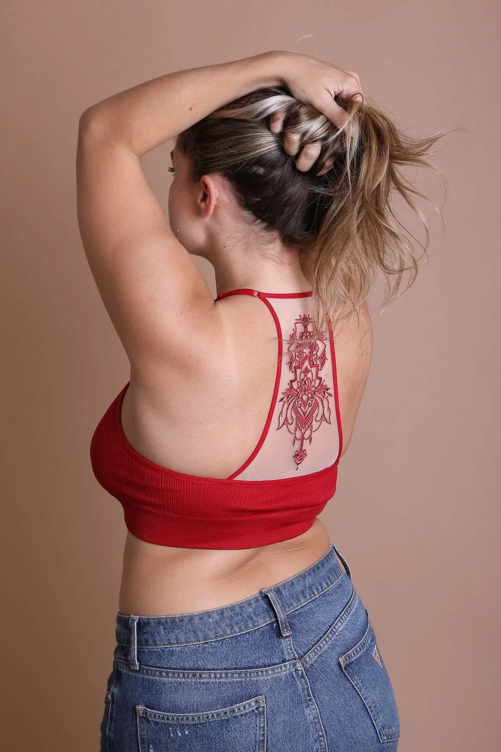 Plus Size Tattoo Back Bralette - 6 colors