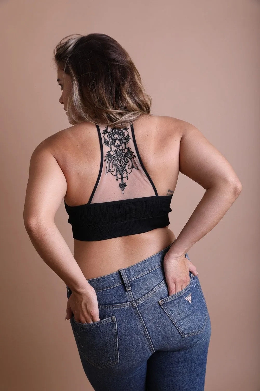 Plus Size Tattoo Back Bralette - 6 colors