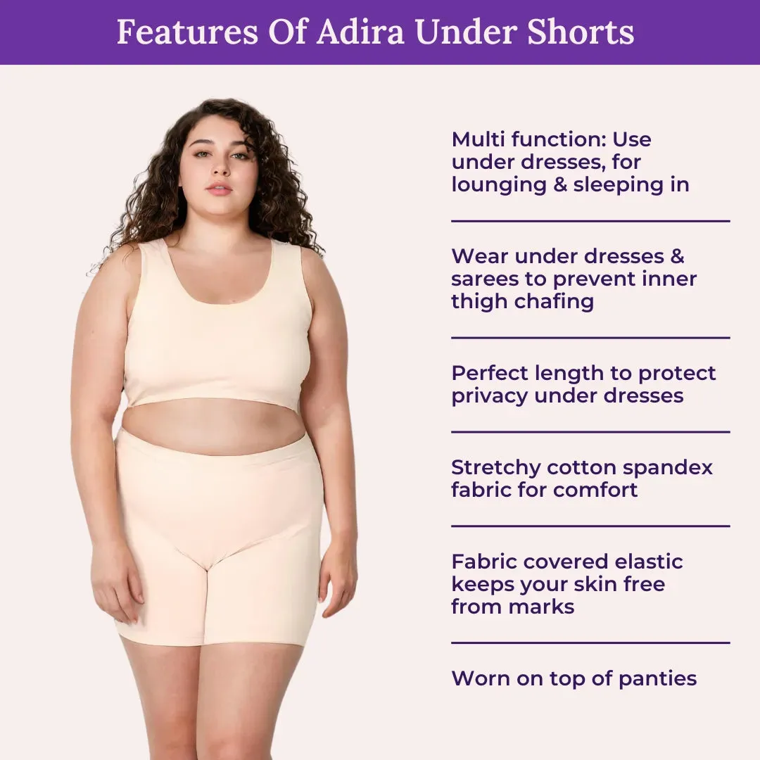 Plus Size Under Dress Shorts | Full Hip Coverage | Prevents Inner Thigh Chafing | Pack Of 2