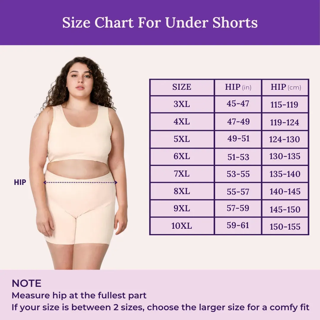 Plus Size Under Dress Shorts | Full Hip Coverage | Prevents Inner Thigh Chafing | Pack Of 2