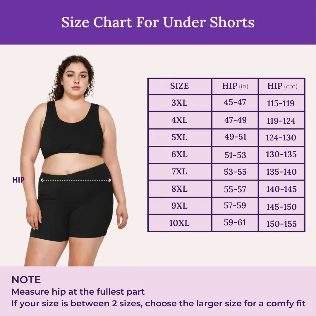 Plus Size Under Dress Shorts | Full Hip Coverage | Prevents Inner Thigh Chafing