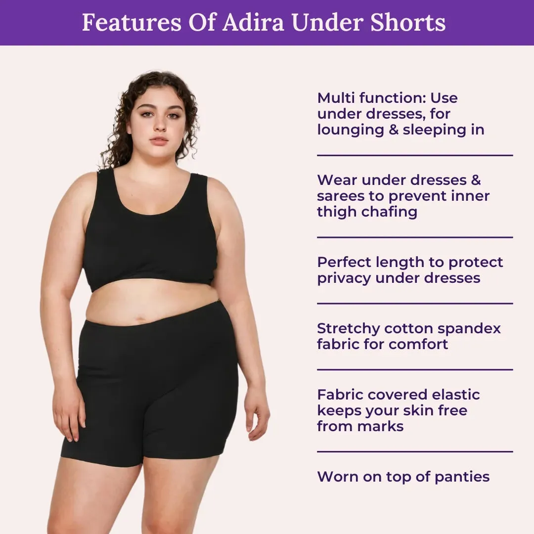Plus Size Under Dress Shorts | Full Hip Coverage | Prevents Inner Thigh Chafing