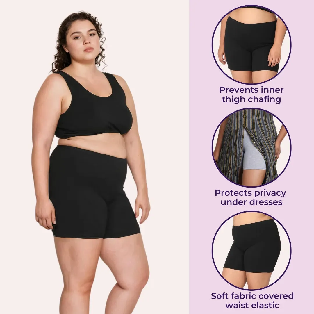 Plus Size Under Dress Shorts | Full Hip Coverage | Prevents Inner Thigh Chafing