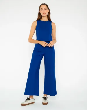 Ponte Knit Wide Leg Pant Cobalt