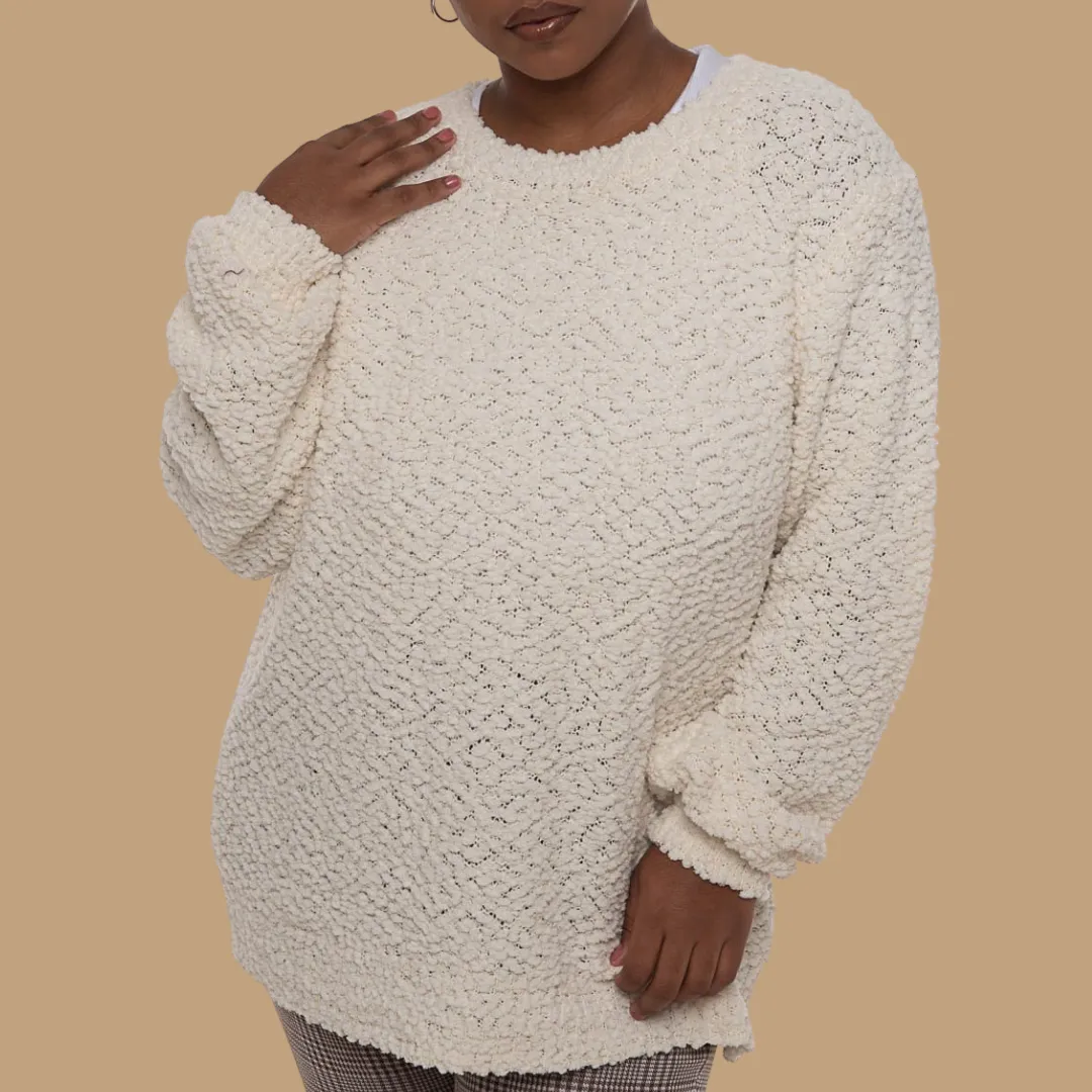 POPCORN SWEATER | CURVY | ivory|