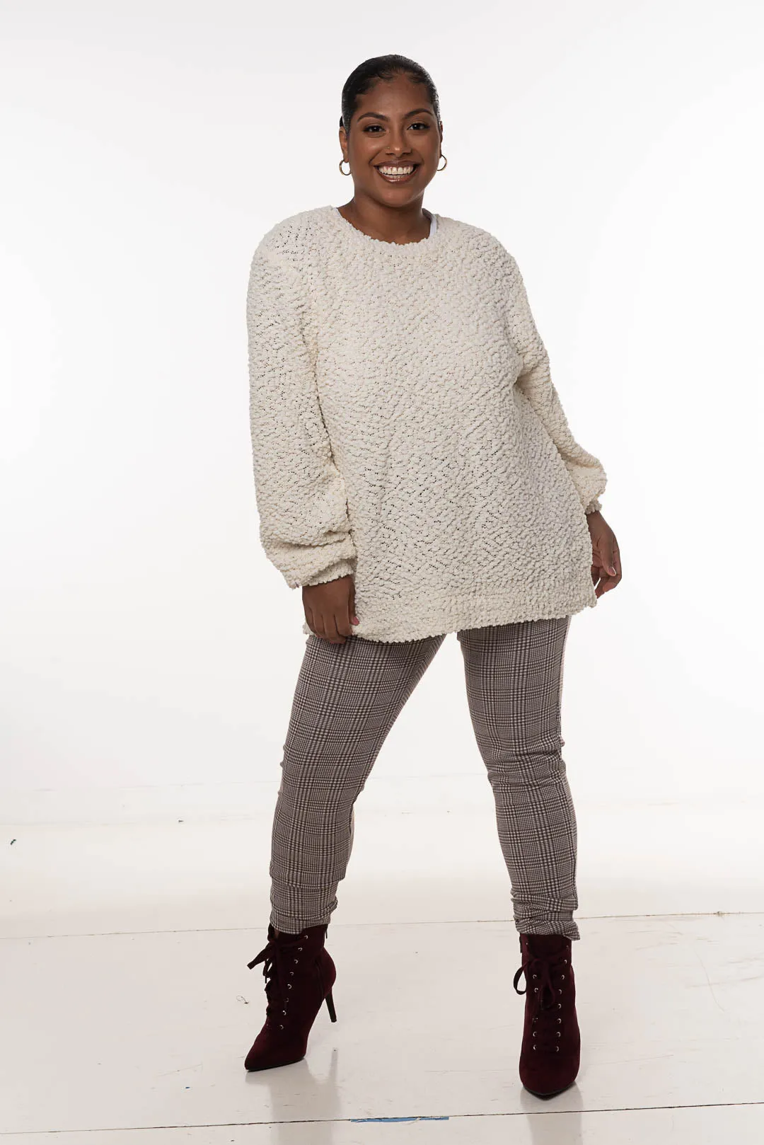 POPCORN SWEATER | CURVY | ivory|