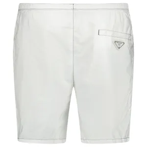 PRADA TRIANGLE LOGO SWIM SHORTS WHITE