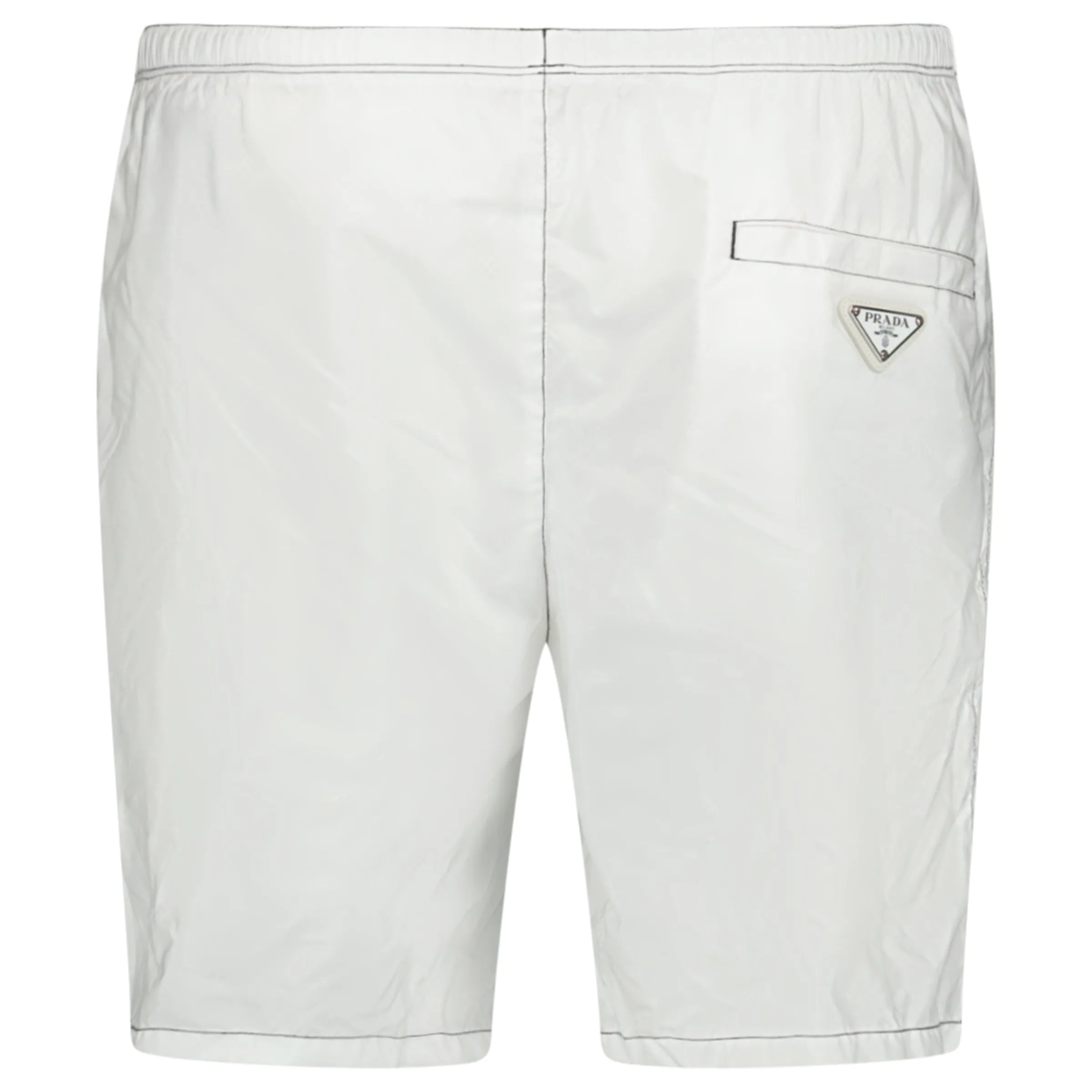 PRADA TRIANGLE LOGO SWIM SHORTS WHITE