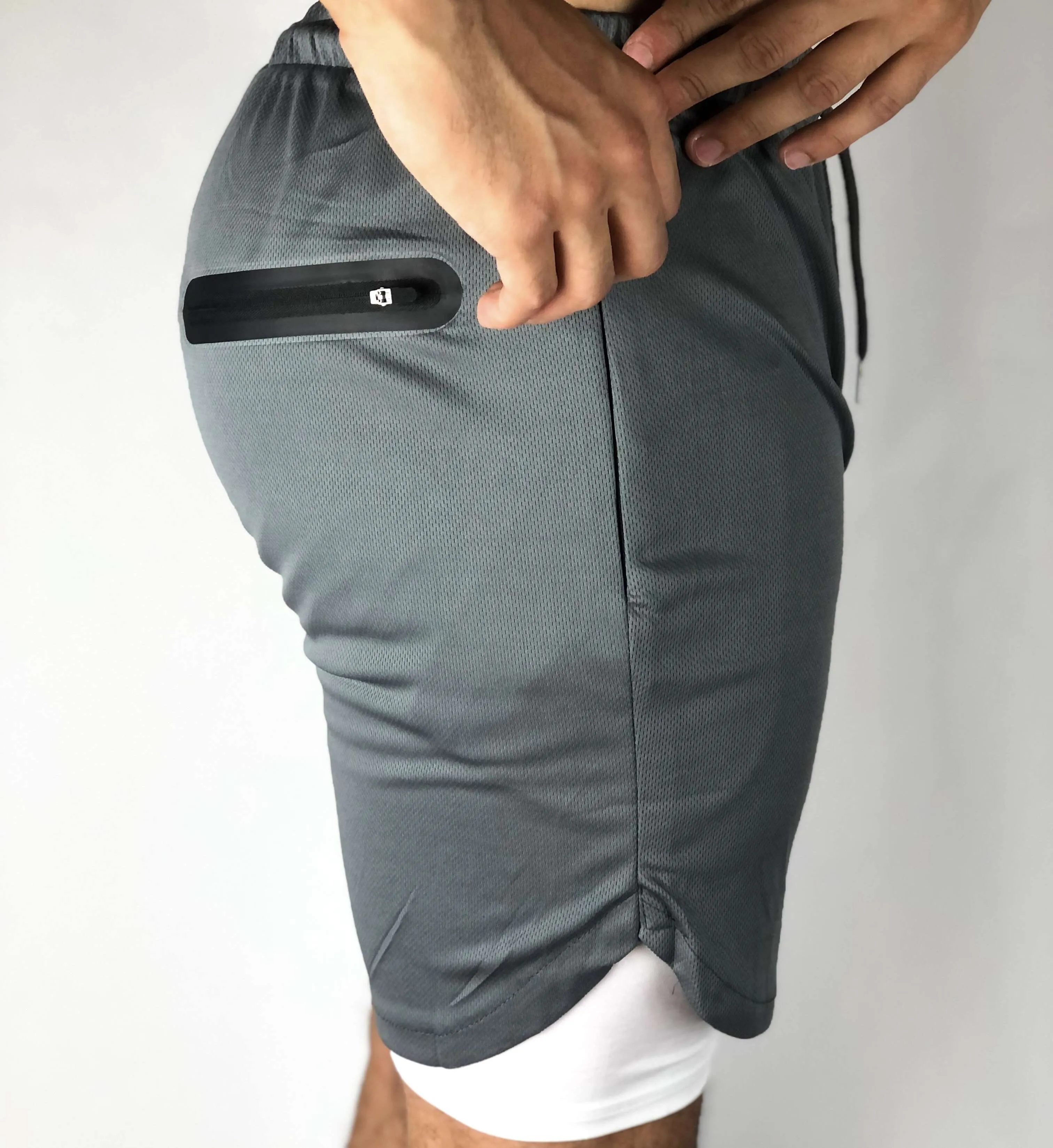 Premium Shorts w/ Compression - Gray