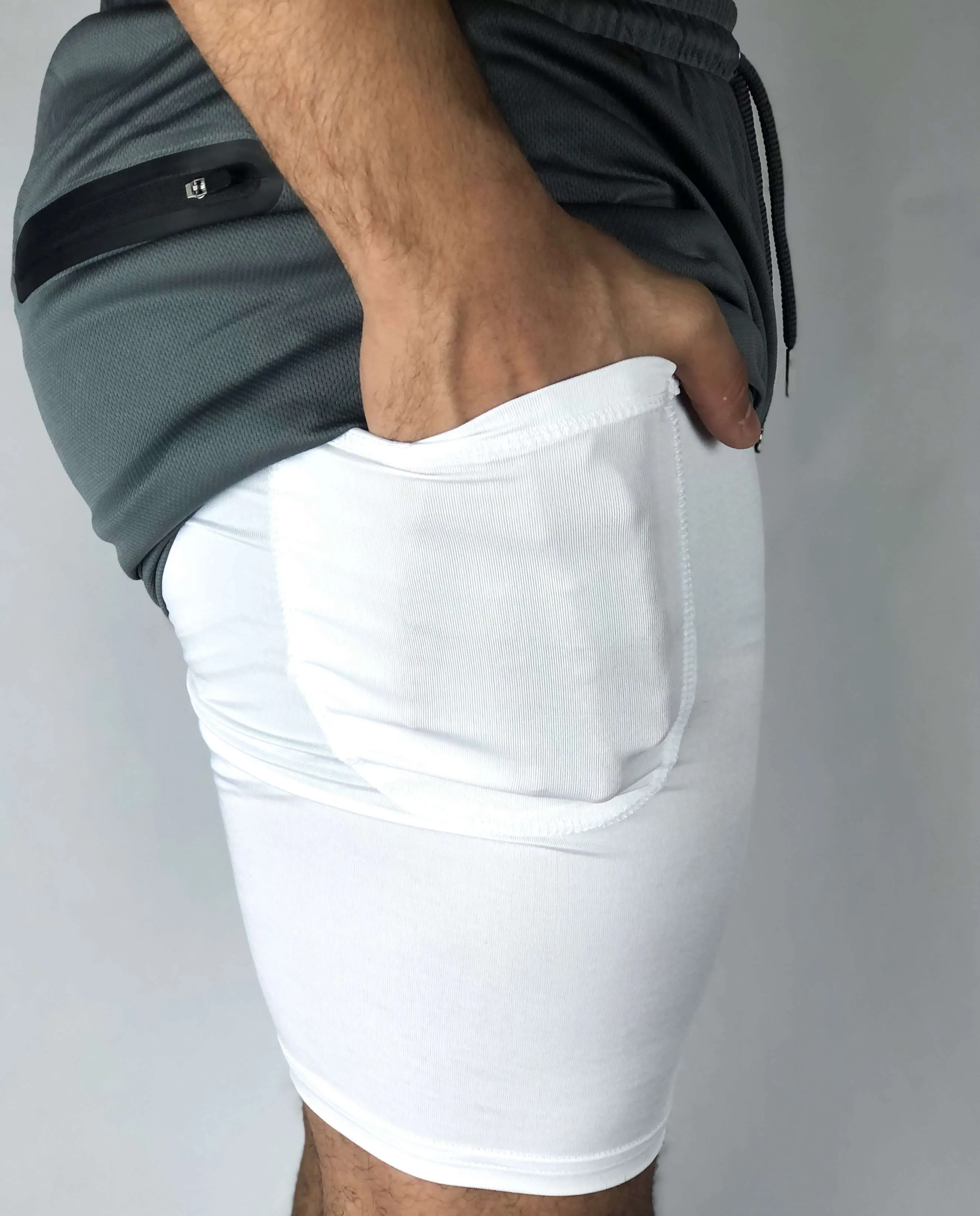 Premium Shorts w/ Compression - Gray