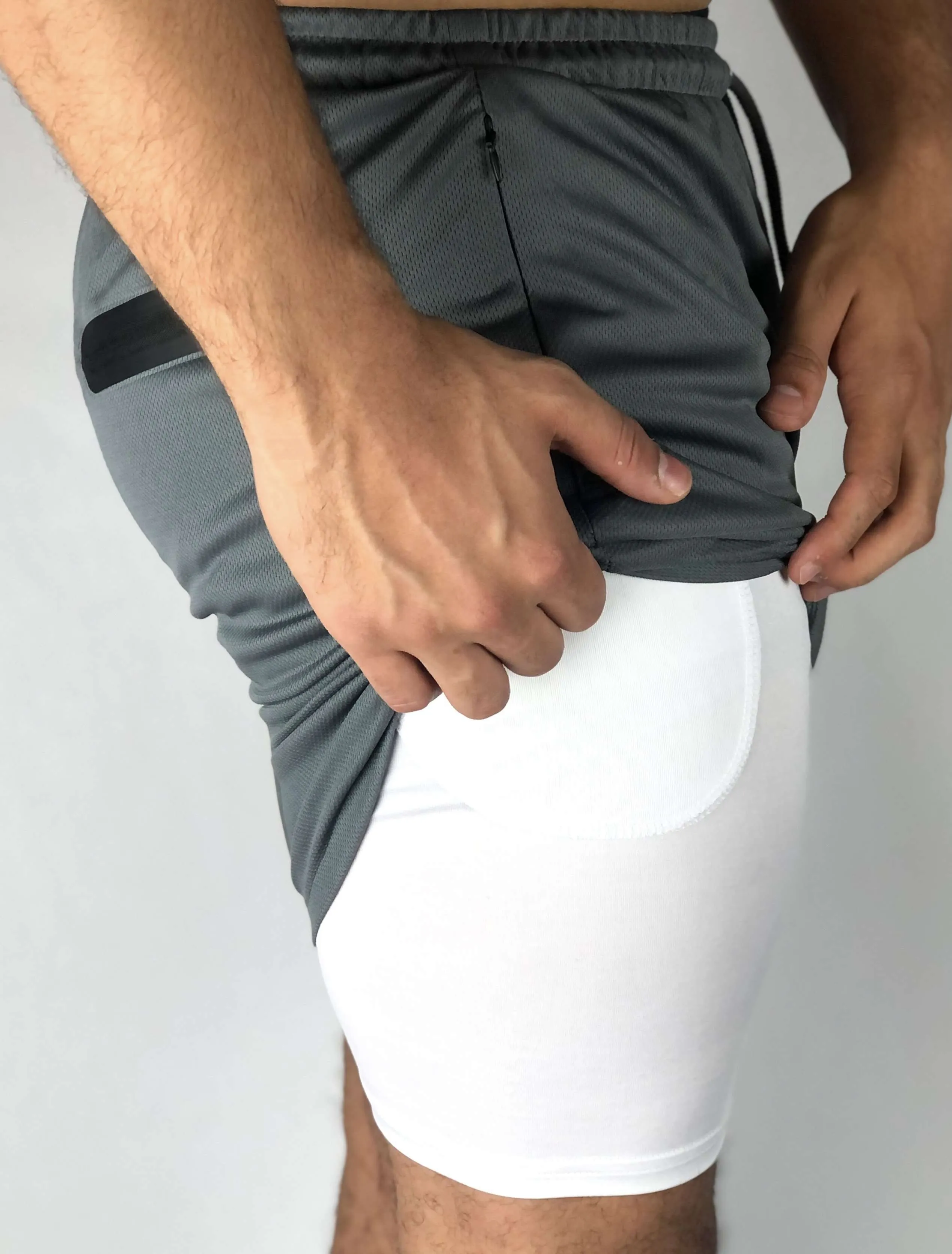 Premium Shorts w/ Compression - Gray