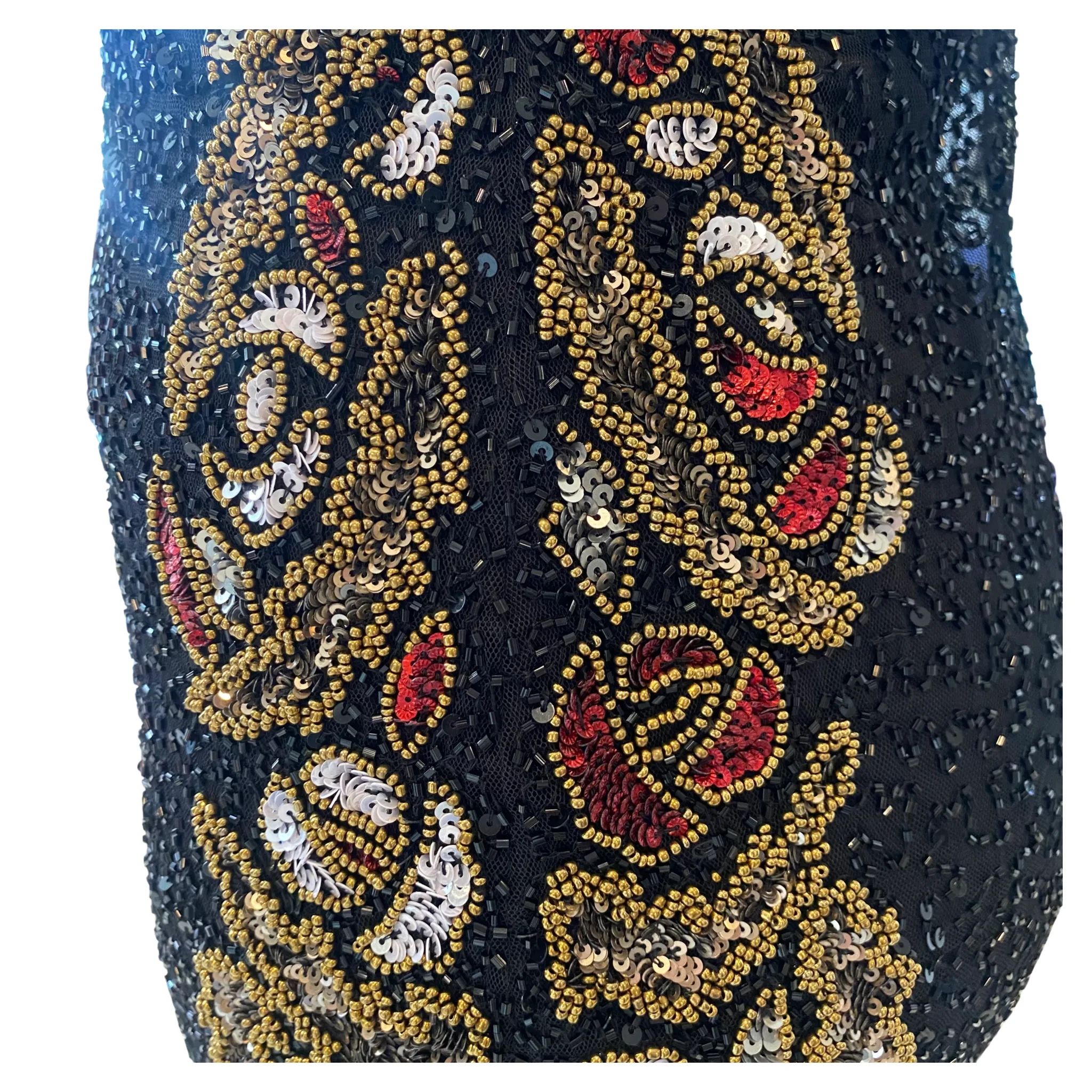 PRIMAVERA Short Beaded Gown Black Size 14