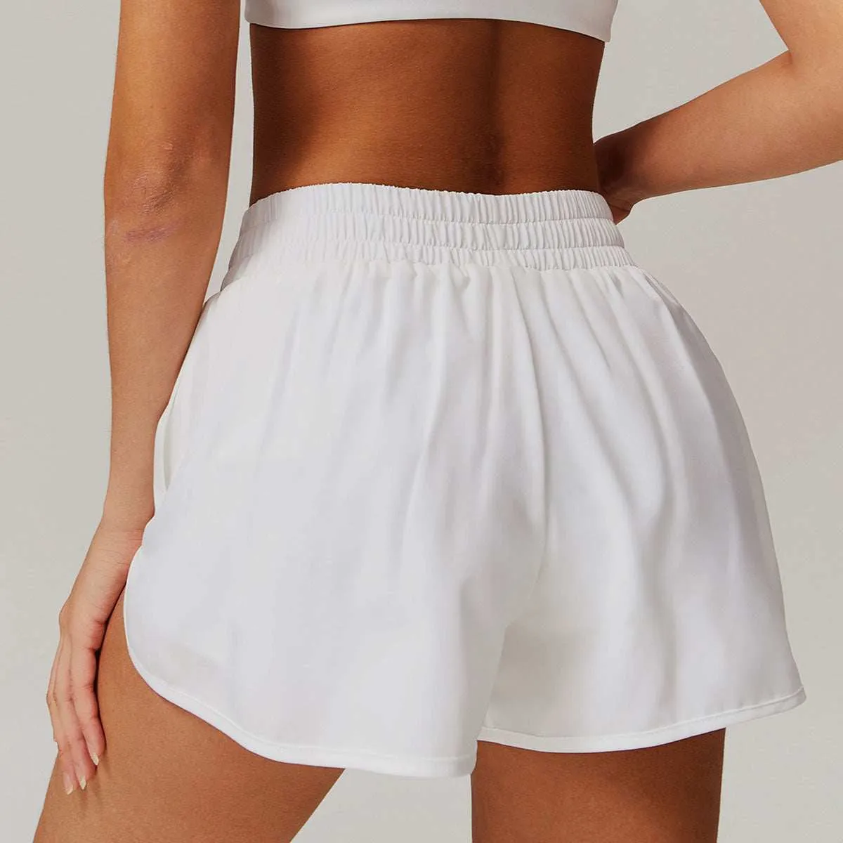 Pure Color High Waist Sports Short With Pockets