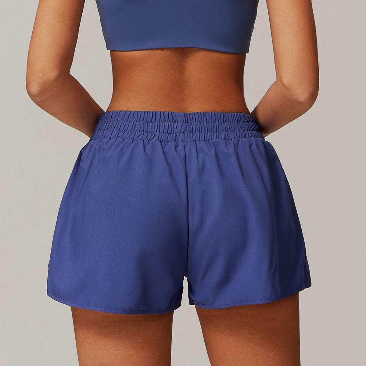 Pure Color High Waist Sports Short With Pockets