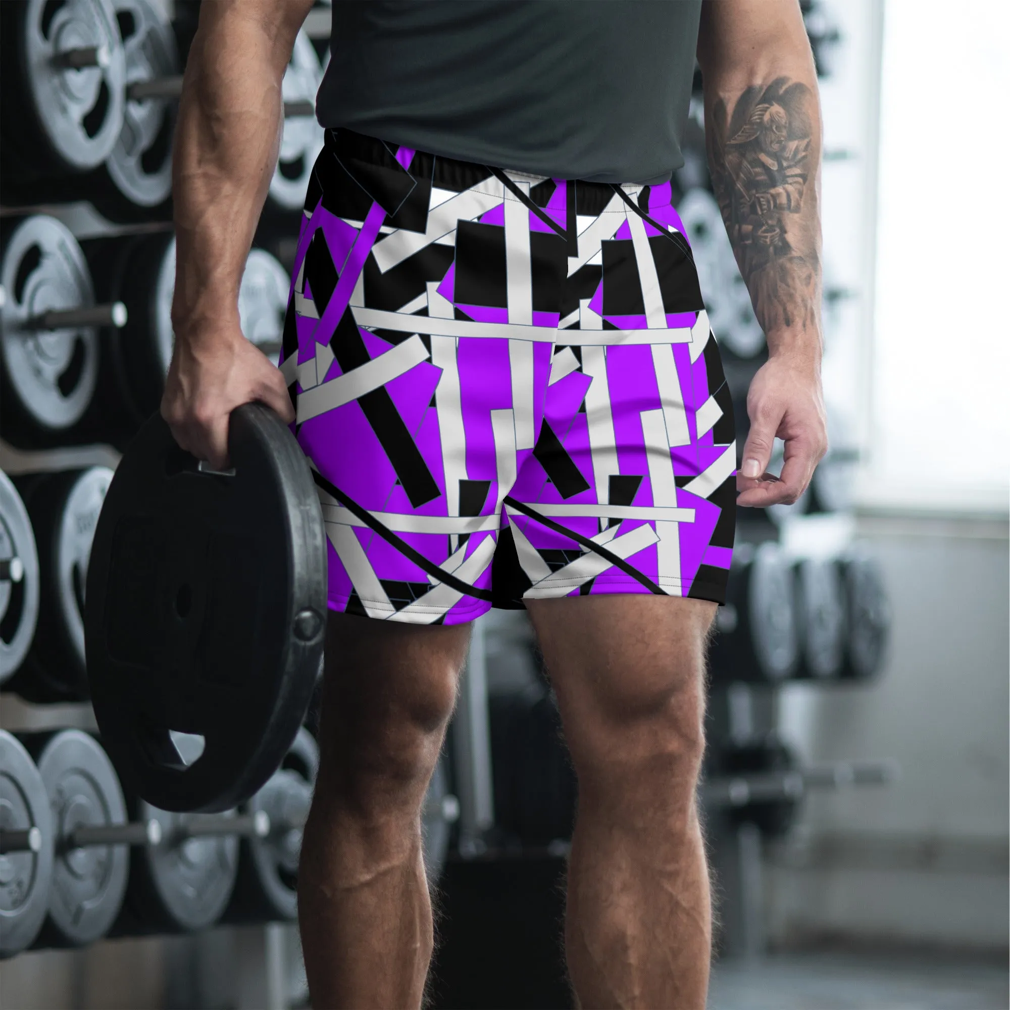 Purple Geometric Men's Athletic Shorts