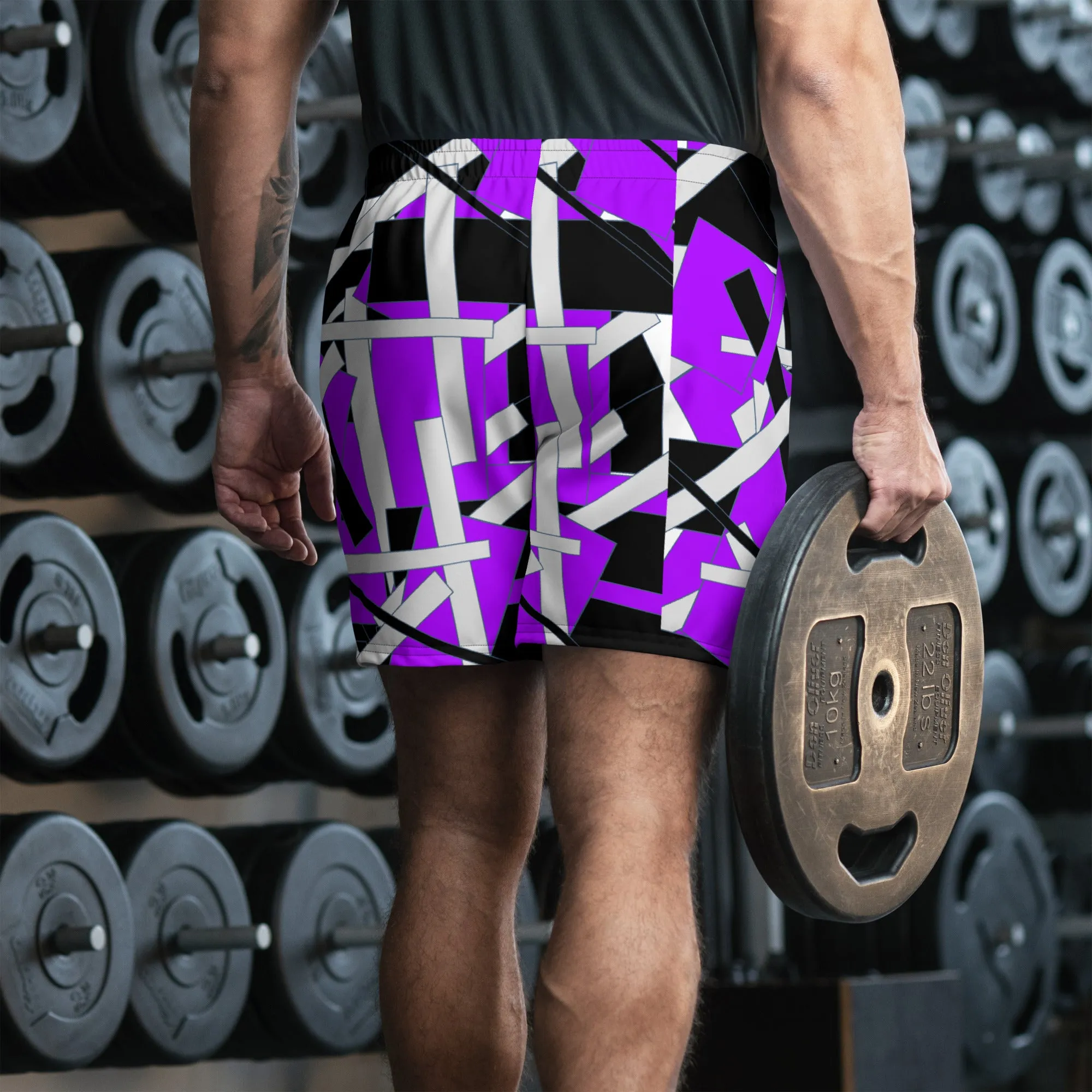 Purple Geometric Men's Athletic Shorts