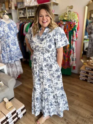 "Southern Belle" Plus-Size Toile Maxi Dress