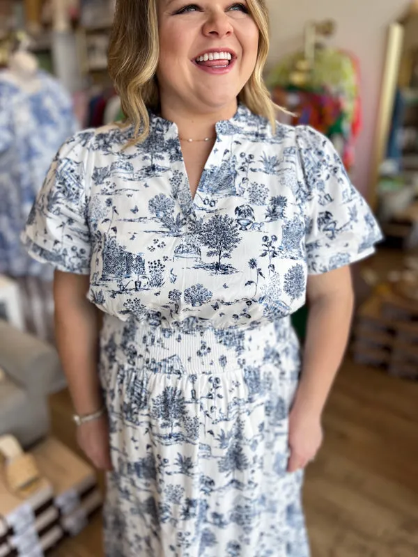"Southern Belle" Plus-Size Toile Maxi Dress