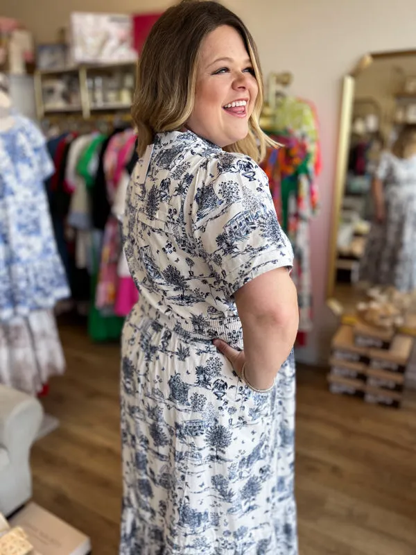 "Southern Belle" Plus-Size Toile Maxi Dress