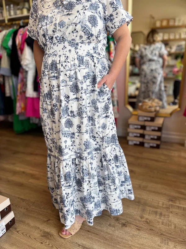 "Southern Belle" Plus-Size Toile Maxi Dress