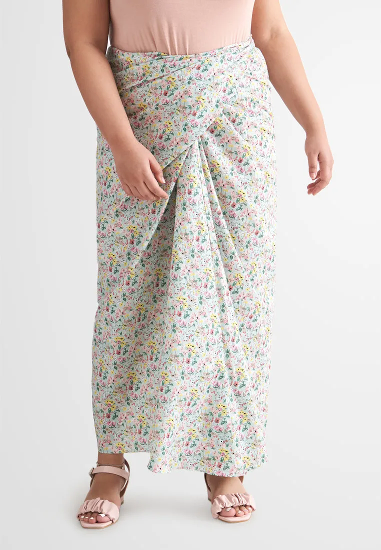 Rabecca Printed Kurung Kedah Pario Set - Mint Green