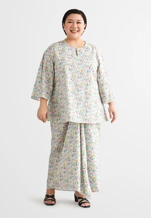 Rabecca Printed Kurung Kedah Pario Set - Mint Green