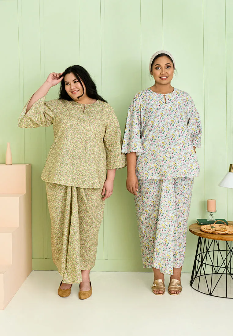 Rabecca Printed Kurung Kedah Pario Set - Yellow