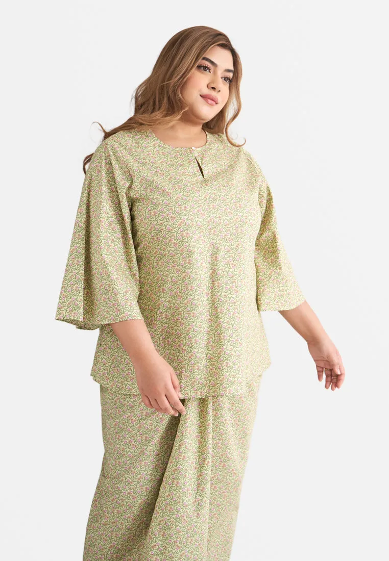 Rabecca Printed Kurung Kedah Pario Set - Yellow
